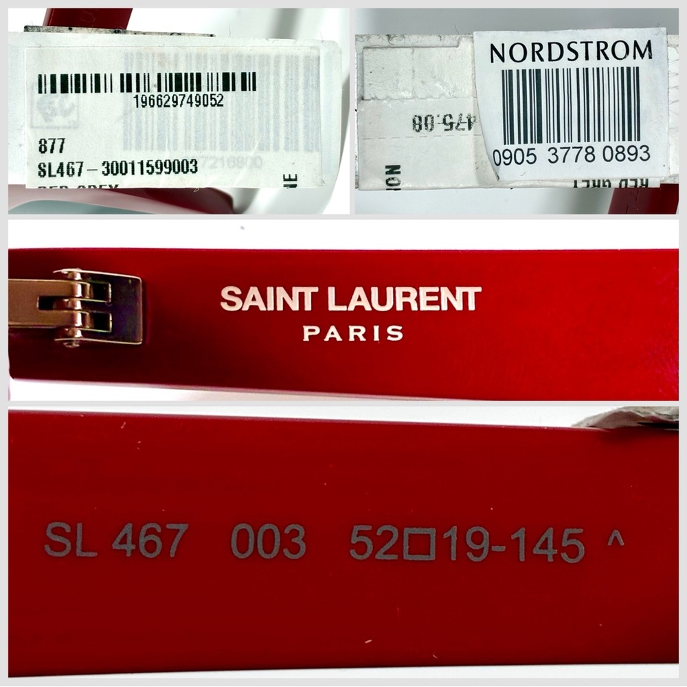 Saint Laurent 52mm Cat Eye Sunglasses Red SL 467 NEW - Picture 17 of 17